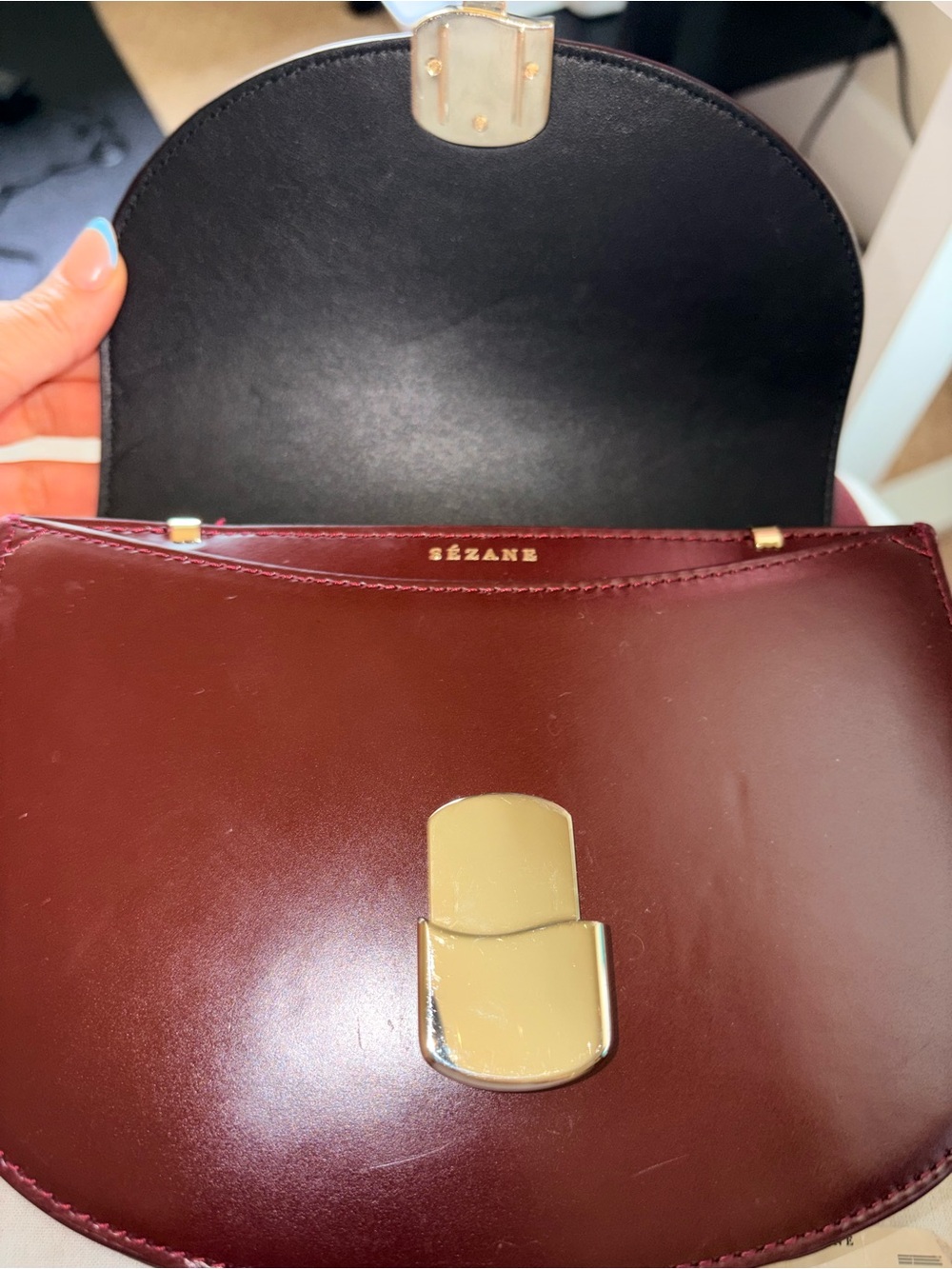 Sezane Claude Bag Glossy Burgundy - Size TU - Picture 5 of 6